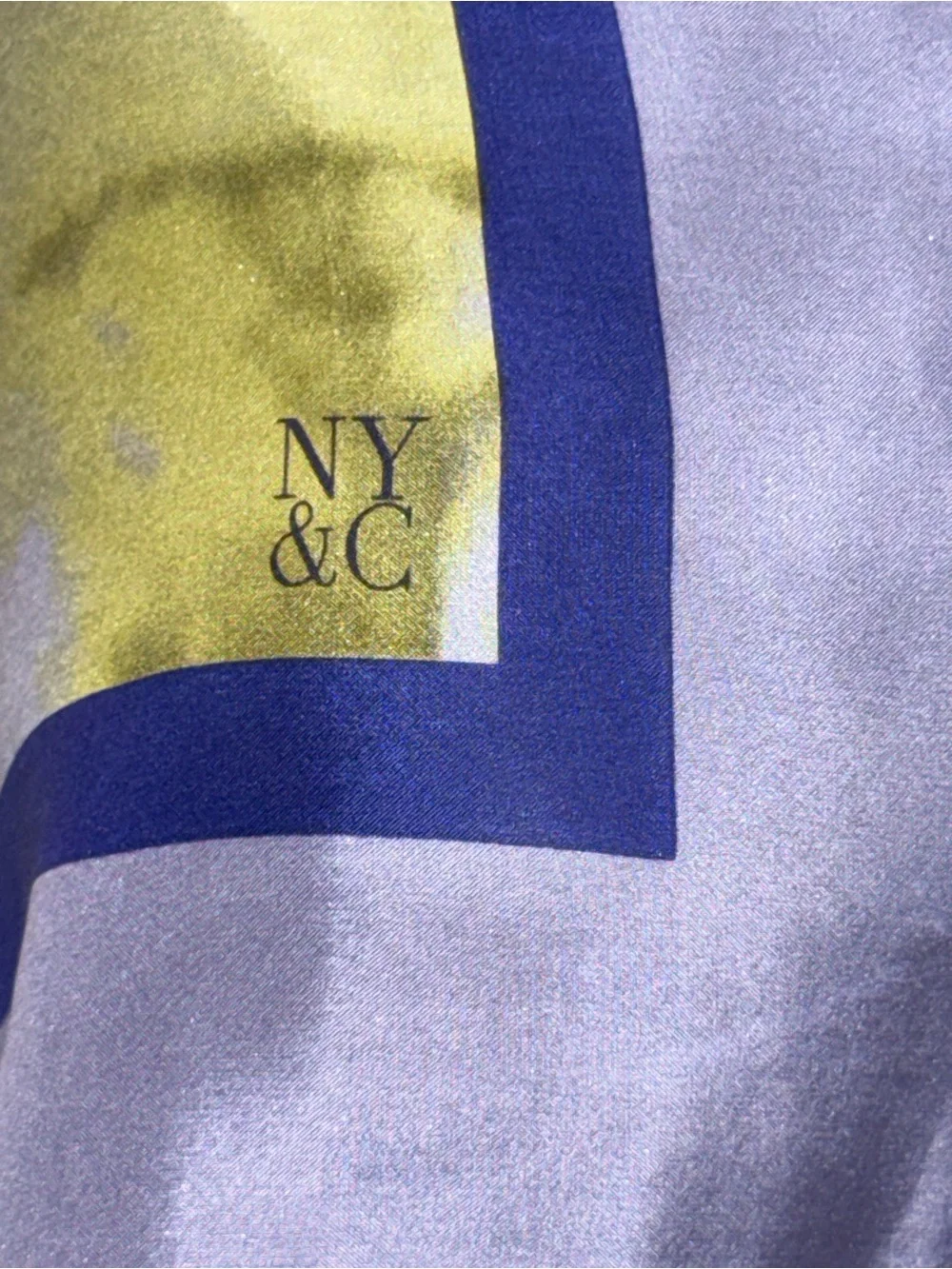 New York & Company Lavender, Yellow & Blue Abstract Silk Scarf